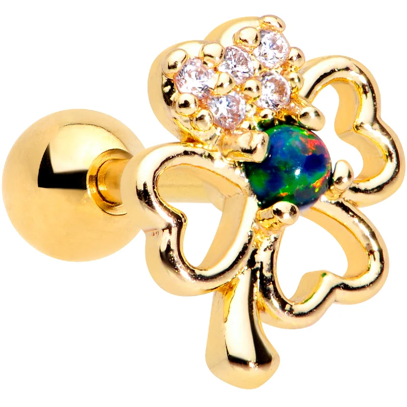 Women's Earrings – Elegant Designs for Every Personality--16 Gauge 1/4 Green Synthetic Opal Gold Tone Shamrock Cartilage Tragus Women's Earrings – Elegant Designs for Every Personality--16 Gauge 1/4 Green Synthetic Opal Gold Tone Shamrock Cartilage Tragus