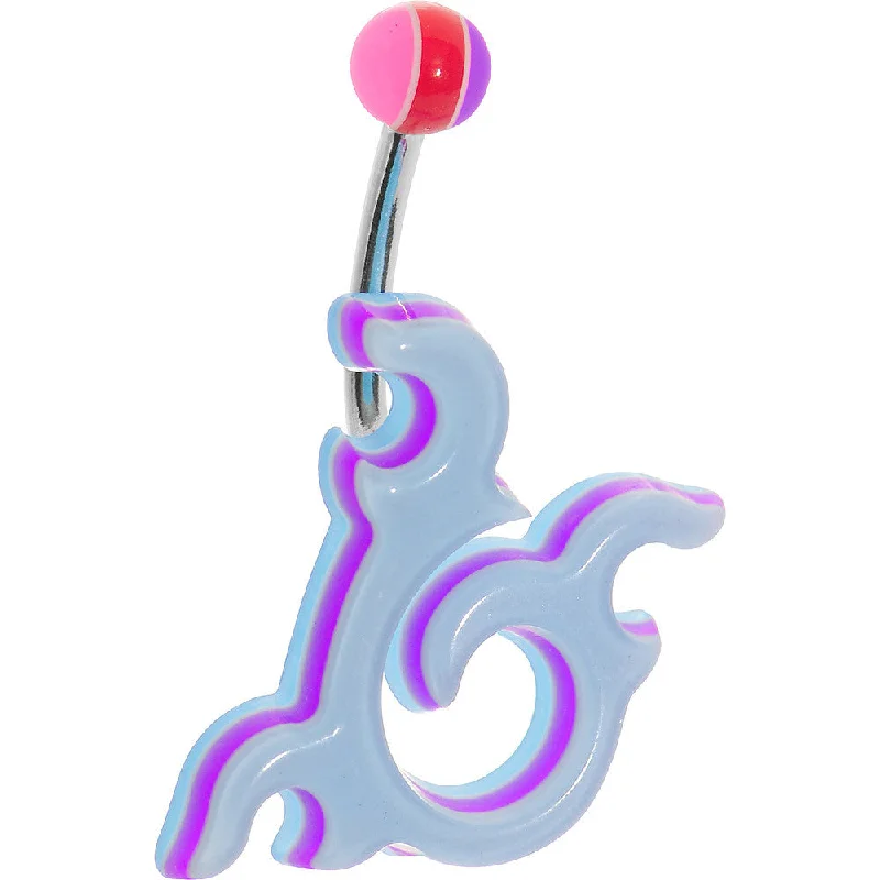 Designer Belly Rings with Unique Features -Aqua Acrylic Multi Layered Right Tribal Dragon Belly Ring Designer Belly Rings with Unique Features -Aqua Acrylic Multi Layered Right Tribal Dragon Belly Ring