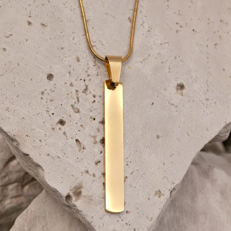 Chic Women's Rings for Fashion-Forward Looks-Slim Tag Necklace