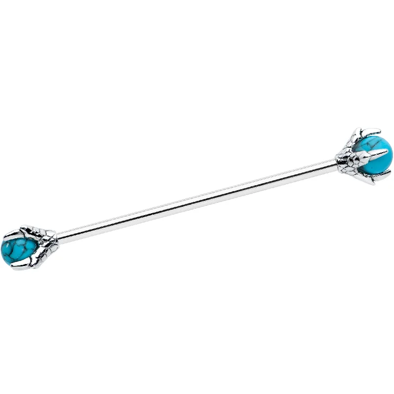 Women's Earrings – Elegant Designs for Every Personality--14 Gauge Blue Turquoise Stone Claw Hands Industrial Barbell 38mm Women's Earrings – Elegant Designs for Every Personality--14 Gauge Blue Turquoise Stone Claw Hands Industrial Barbell 38mm