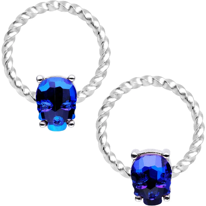 Designer Lip Rings with Creative Touches14 Gauge 9/16 Blue Sugar Skull Twisted BCR Captive Nipple Ring Set Designer Lip Rings with Creative Touches14 Gauge 9/16 Blue Sugar Skull Twisted BCR Captive Nipple Ring Set