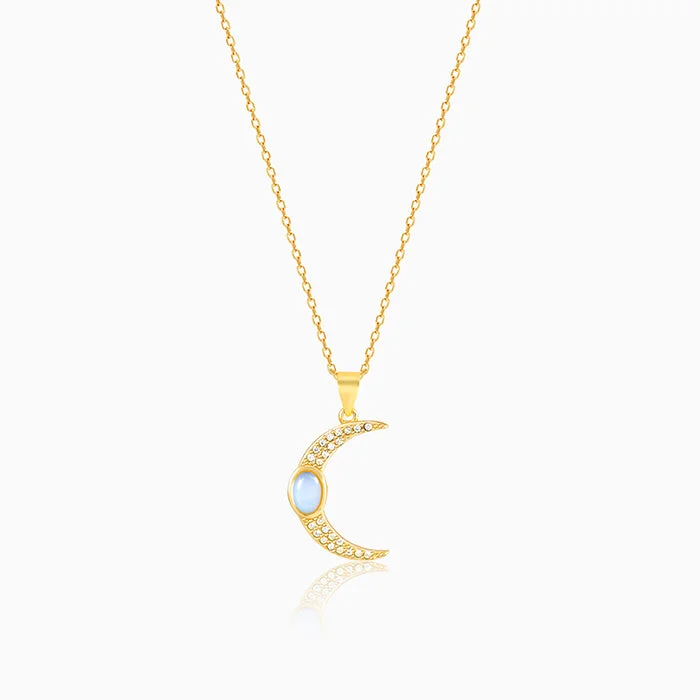 Shop Classic Women's Necklaces & Pendants with a Modern Twist-Golden Zircon Moon Pendant With Link Chain Shop Classic Women's Necklaces & Pendants with a Modern Twist-Golden Zircon Moon Pendant With Link Chain