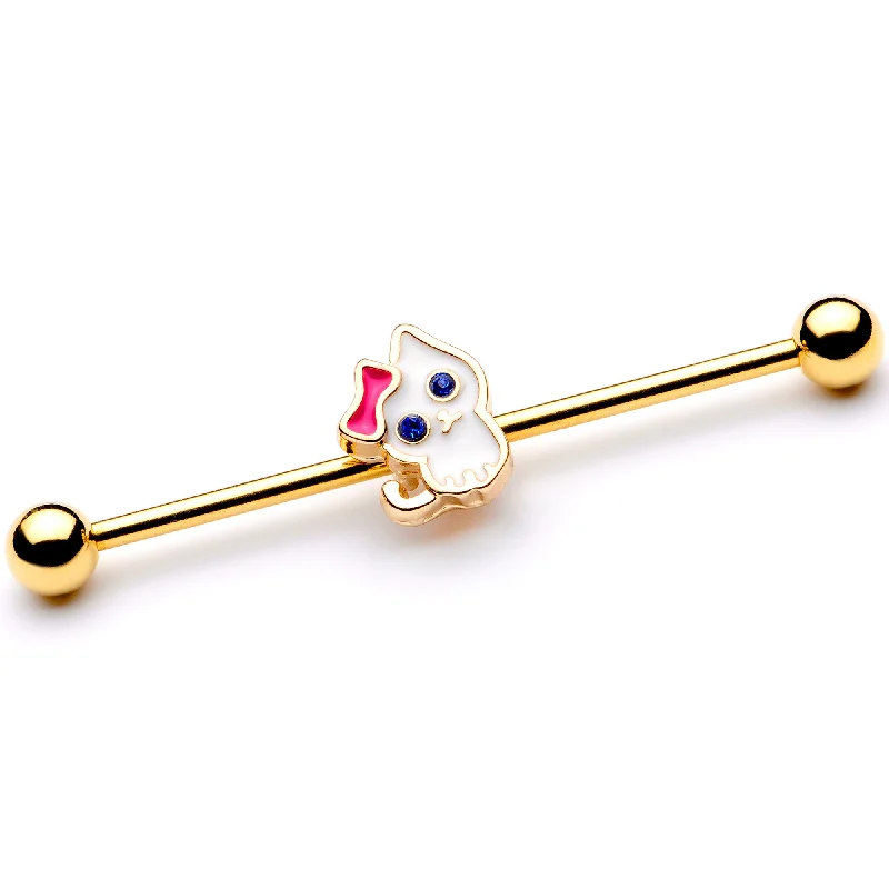 Women's Earrings – Elegant Designs for Every Personality--14 Gauge Blue Gem Gold Tone Sweet Kitty Cat Industrial Barbell 38mm Women's Earrings – Elegant Designs for Every Personality--14 Gauge Blue Gem Gold Tone Sweet Kitty Cat Industrial Barbell 38mm