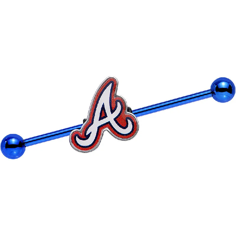 Women's Earrings – Elegant Designs for Every Personality--Licensed MLB Blue Anodized Atlanta Braves Industrial Barbell 38mm Women's Earrings – Elegant Designs for Every Personality--Licensed MLB Blue Anodized Atlanta Braves Industrial Barbell 38mm
