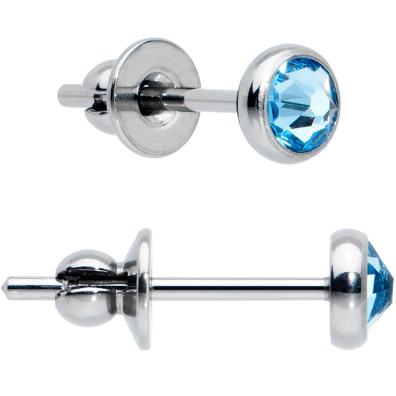 Women's Earrings – Elegant Designs for Every Personality--20 Gauge Blue Gem ASTM F-136 Implant Grade Titanium Post 4mm Bezel Stud Earrings Women's Earrings – Elegant Designs for Every Personality--20 Gauge Blue Gem ASTM F-136 Implant Grade Titanium Post 4mm Bezel Stud Earrings