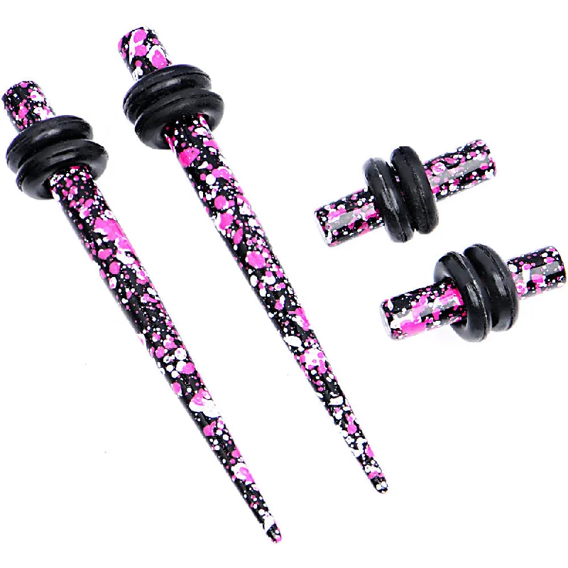 Women's Earrings – Elegant Designs for Every Personality--8 Gauge Splatter IP Stainless Steel Taper Plug Set Women's Earrings – Elegant Designs for Every Personality--8 Gauge Splatter IP Stainless Steel Taper Plug Set