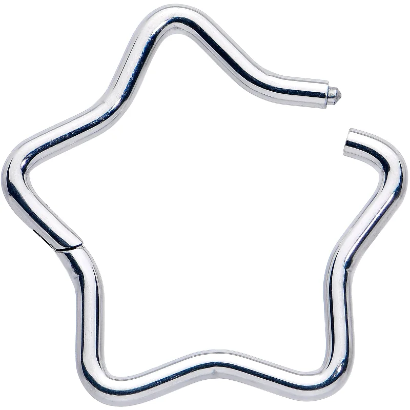 Women's Earrings – Elegant Designs for Every Personality--16 Gauge 3/8 Five Pointed Star Shaped Hinged Segment Ring Women's Earrings – Elegant Designs for Every Personality--16 Gauge 3/8 Five Pointed Star Shaped Hinged Segment Ring