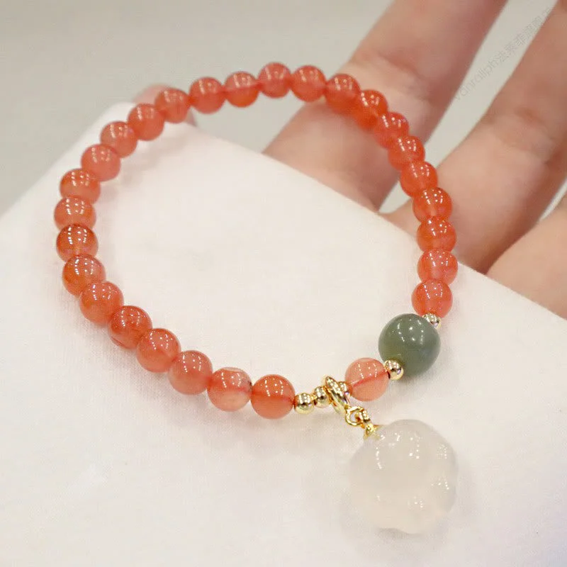 18k Gold Bangles for Women-Buddha Stones Red Agate Chalcedony Cat Paw Jade Confidence Bracelet 18k Gold Bangles for Women-Buddha Stones Red Agate Chalcedony Cat Paw Jade Confidence Bracelet