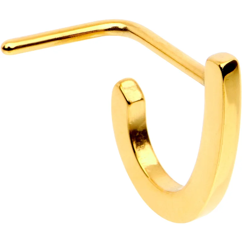 Stunning Nose Rings for a Bold Appearance -20 Gauge Gold Tone Faux Hoop L Shaped Nose Ring Stunning Nose Rings for a Bold Appearance -20 Gauge Gold Tone Faux Hoop L Shaped Nose Ring