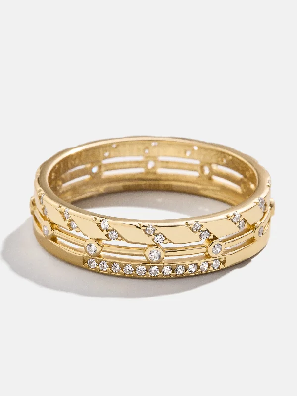 Chic Women's Rings for Fashion-Forward Looks-Zaria 18K Gold Ring - Gold/Pavé