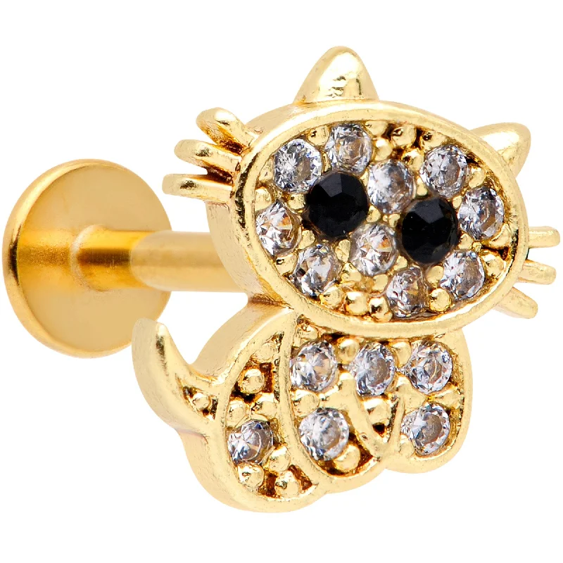 Stunning Lip Rings for Bold Fashion16 Gauge 5/16 Clear CZ Gem Gold Tone Glamour Cat Labret Monroe Tragus Stunning Lip Rings for Bold Fashion16 Gauge 5/16 Clear CZ Gem Gold Tone Glamour Cat Labret Monroe Tragus