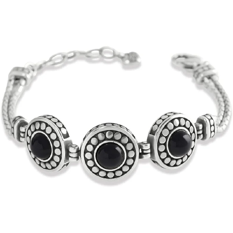 Women's Bangles for Everyday Wear-Pebble Dot Onyx Cabochon Reversible Bracelet