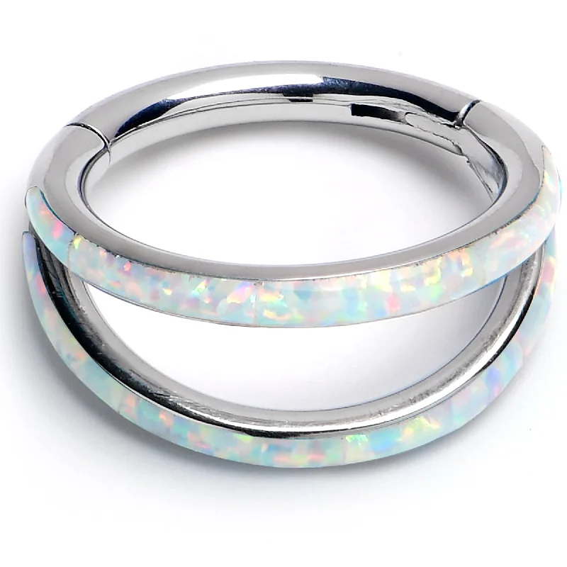 Nose Rings for Piercing Style -16 Gauge 5/16 White Synthetic Opal ASTM F-136 Implant Grade Titanium Double Hinged Segment Ring Nose Rings for Piercing Style -16 Gauge 5/16 White Synthetic Opal ASTM F-136 Implant Grade Titanium Double Hinged Segment Ring