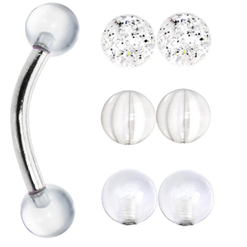 Women's Earrings – Elegant Designs for Every Personality--16 Gauge Clear Ball 4 Pair Interchangeable Eyebrow Pack Set Women's Earrings – Elegant Designs for Every Personality--16 Gauge Clear Ball 4 Pair Interchangeable Eyebrow Pack Set