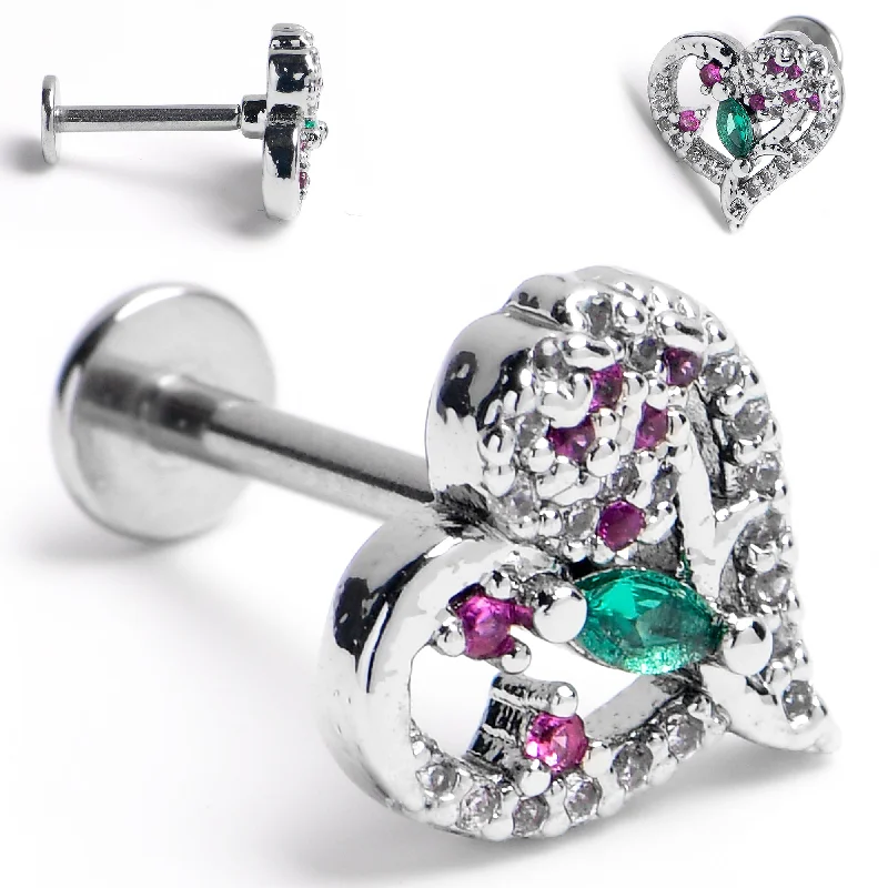 Beautiful Lip Rings with Luxury Appeal16 Gauge 5/16 Emerald Passion Gem Heart Labret Monroe Tragus