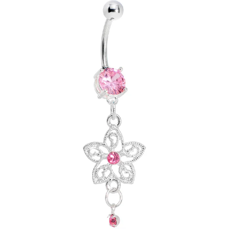 Comfortable Belly Rings for Fashionable Women -Pink Gem Bella Flora Exotic Flower Belly Ring Comfortable Belly Rings for Fashionable Women -Pink Gem Bella Flora Exotic Flower Belly Ring