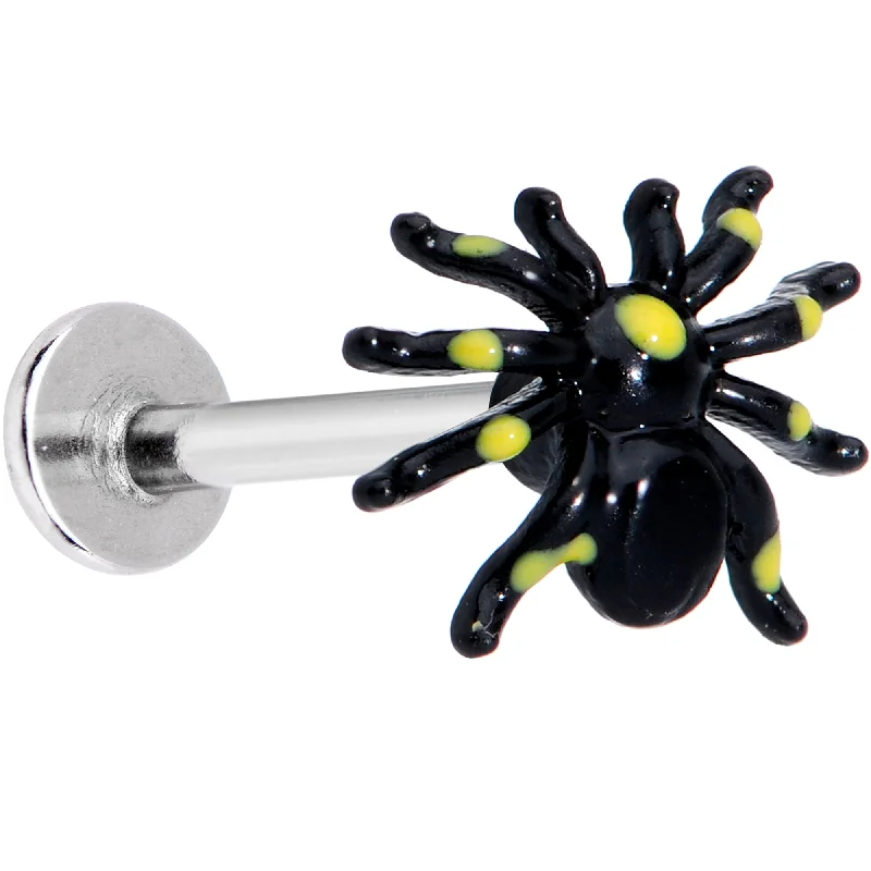 Custom Lip Rings with Unique Designs16 Gauge 5/16 Black Yellow Spooky Spider Halloween Labret Monroe Tragus