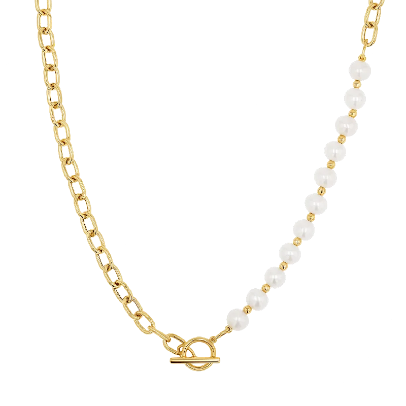 Shop Classic Women's Necklaces & Pendants with a Modern Twist-Pearl on Chain Toggle Necklace Shop Classic Women's Necklaces & Pendants with a Modern Twist-Pearl on Chain Toggle Necklace