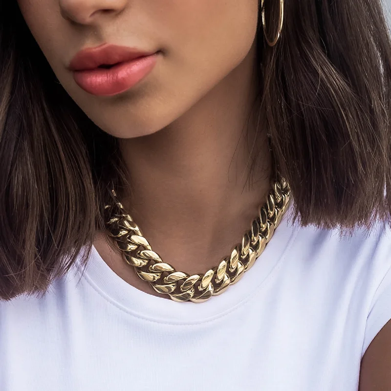 Shop Classic Women's Necklaces & Pendants with a Modern Twist-GLD Signature Cuban in Yellow Gold- 19mm Shop Classic Women's Necklaces & Pendants with a Modern Twist-GLD Signature Cuban in Yellow Gold- 19mm