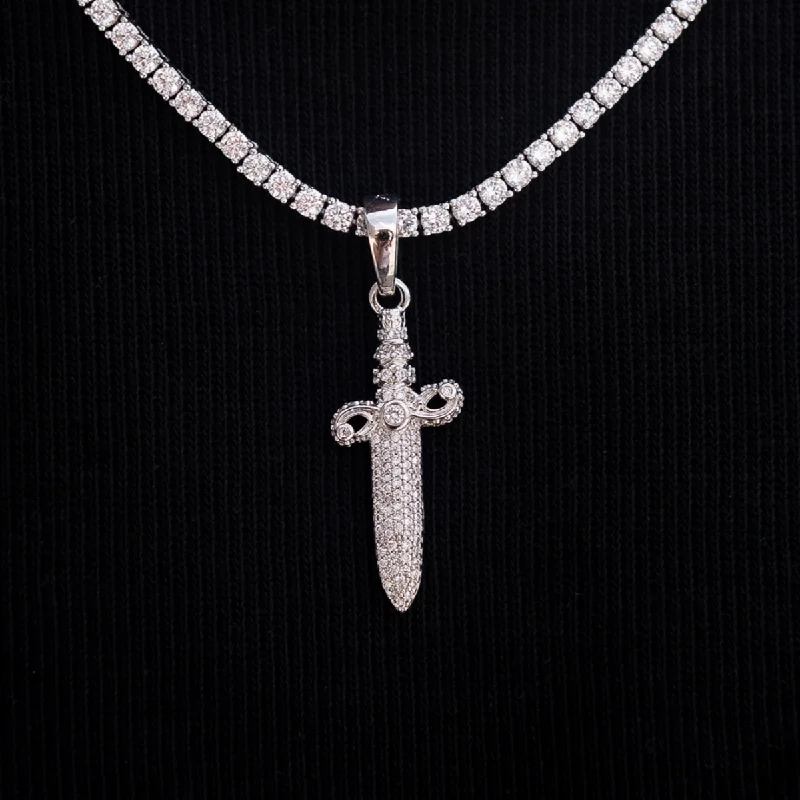 Exclusive Men's Necklaces & Pendants for the Modern Gentleman-Iced Knife Pendant in White Gold Exclusive Men's Necklaces & Pendants for the Modern Gentleman-Iced Knife Pendant in White Gold