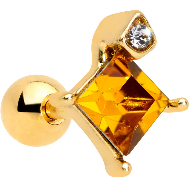 Women's Earrings – Elegant Designs for Every Personality--16 Gauge 1/4 Clear Yellow Gem Gold Tone Rhombus Cartilage Tragus Women's Earrings – Elegant Designs for Every Personality--16 Gauge 1/4 Clear Yellow Gem Gold Tone Rhombus Cartilage Tragus