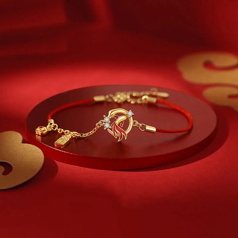 Classic Silver Bangles for Women-Buddha Stones Red String 925 Sterling Silver Copper Coin Koi Fish Year Of The Snake Luck Bracelet