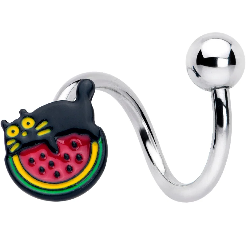 Belly Rings with Beautiful Crystal Details -Watermelon Cat Love Spiral Twister Belly Ring Belly Rings with Beautiful Crystal Details -Watermelon Cat Love Spiral Twister Belly Ring