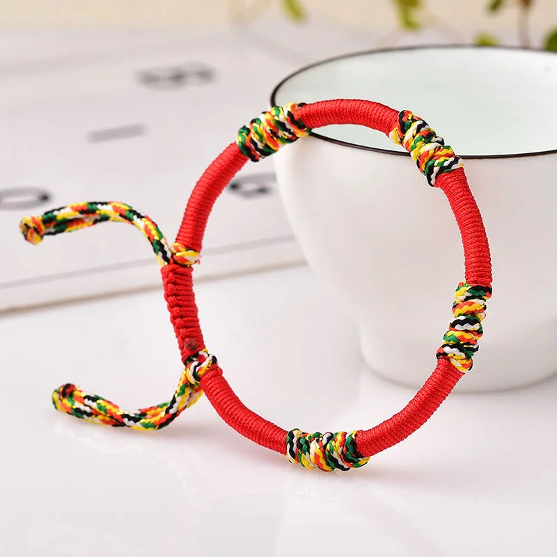 Trendy Men's Bracelets with Multi-Colored Bands-Buddha Stones Tibetan Handmade Colorful King Kong Knot Lucky Protection Braid String Bracelet Trendy Men's Bracelets with Multi-Colored Bands-Buddha Stones Tibetan Handmade Colorful King Kong Knot Lucky Protection Braid String Bracelet