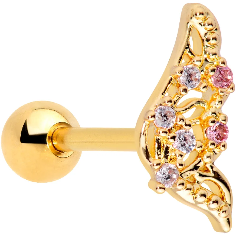 Women's Earrings – Elegant Designs for Every Personality--16 Gauge 1/4 Clear Pink Gem Gold Tone Airy Wing Cartilage Tragus Women's Earrings – Elegant Designs for Every Personality--16 Gauge 1/4 Clear Pink Gem Gold Tone Airy Wing Cartilage Tragus