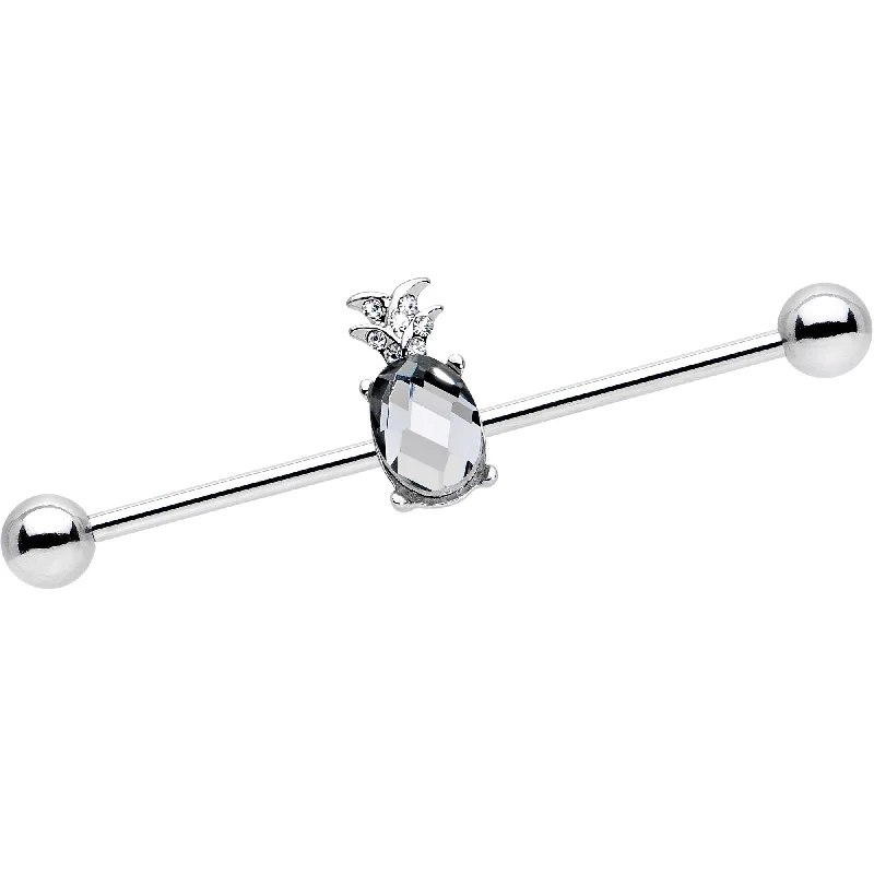Women's Earrings – Elegant Designs for Every Personality--14 Gauge Clear Gem Juicy Pineapple Industrial Barbell 38mm