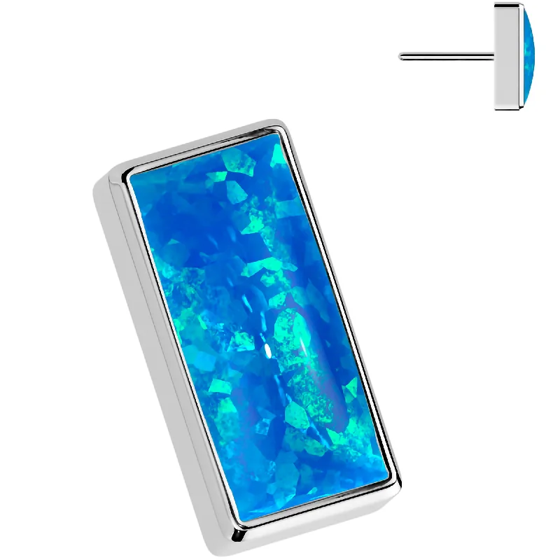 Women's Earrings – Elegant Designs for Every Personality--Blue Synthetic Opal ASTM F-136 Bar Flat Back Earring Push In Top Women's Earrings – Elegant Designs for Every Personality--Blue Synthetic Opal ASTM F-136 Bar Flat Back Earring Push In Top