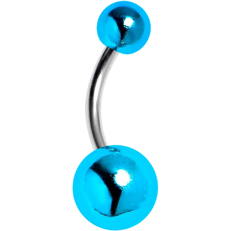Belly Rings with Beautiful Accents -Style Metal Blue Acrylic End Belly Ring
