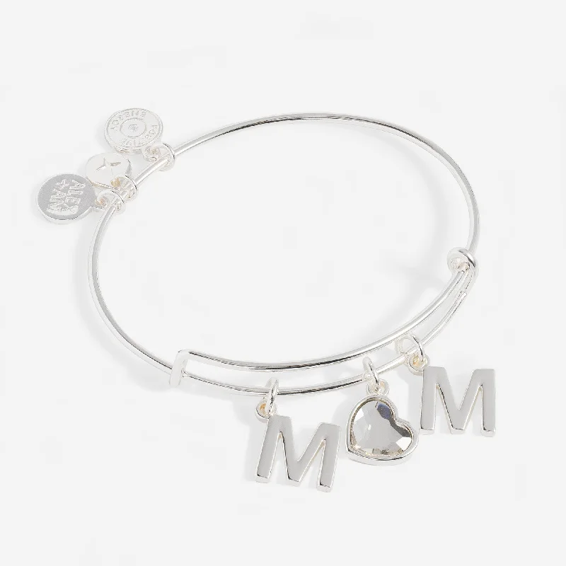 Personalized Bracelets and Bangles for Women-Crystal Mom Bangle