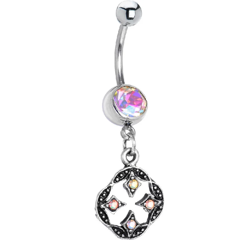 Belly Rings with Gemstone Designs for Chic Style -Mystical Aurora Gem Dangle Banana Belly Ring Belly Rings with Gemstone Designs for Chic Style -Mystical Aurora Gem Dangle Banana Belly Ring