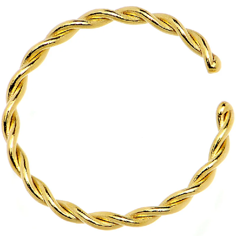 Nose Rings with Simple Finish -18 Gauge 3/8 Gold IP Annealed Steel Seamless Braided Circular Ring
