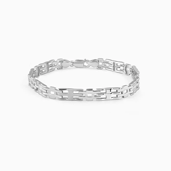 Shop Durable Men's Earrings for Everyday Wear-Silver Kingpin Bracelet For Him