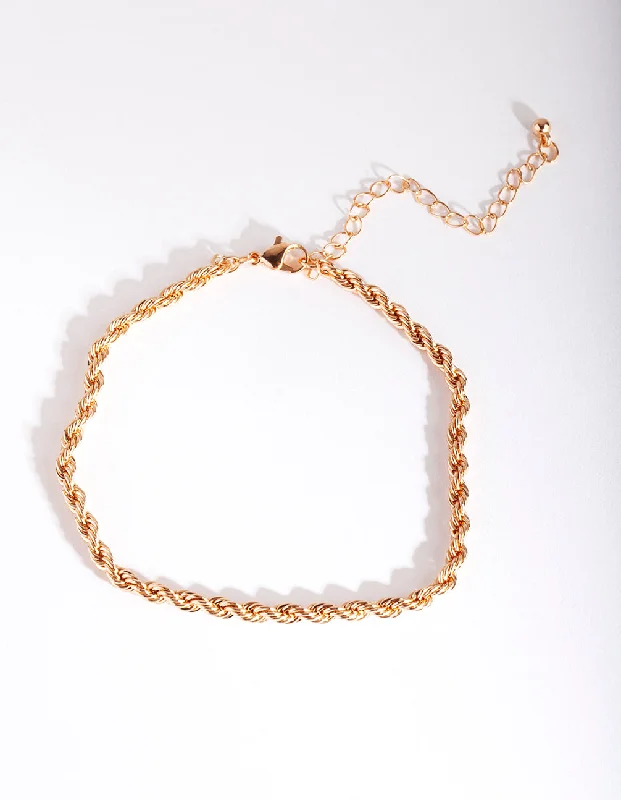 Adjustable Anklets for Comfortable Fit-Gold Twist Rope Anklet