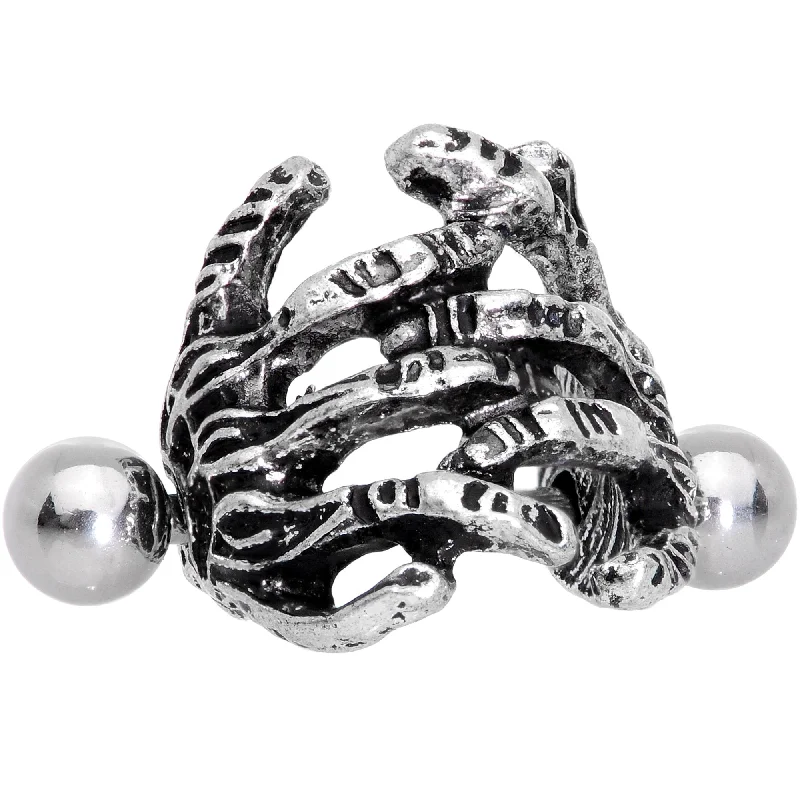 Women's Earrings – Elegant Designs for Every Personality--16 Gauge 7/16 Scary Halloween Skeleton Hands Cartilage Cuff