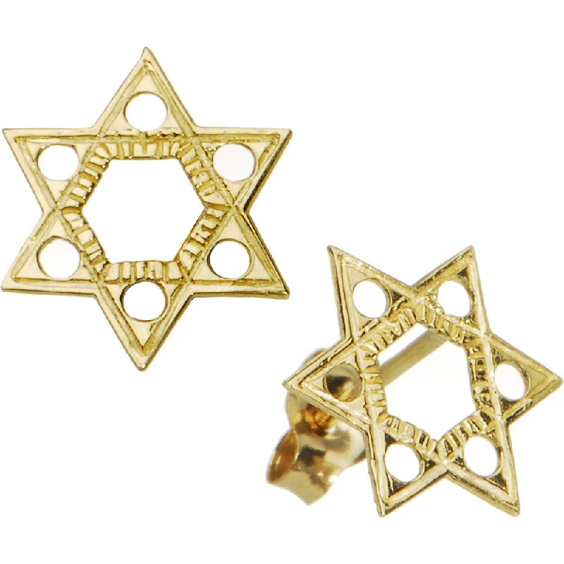 Women's Earrings – Elegant Designs for Every Personality--14kt Yellow Gold Jewish Star of David Stud Earrings