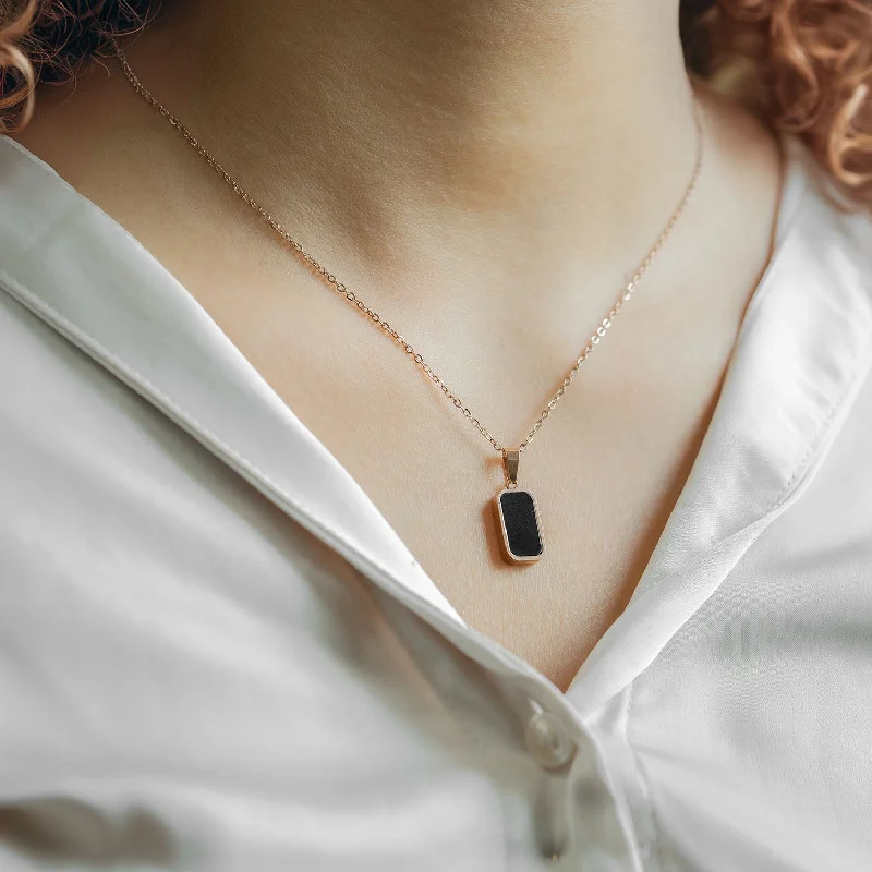Bangles for Women with Gemstones-Rose Gold MOP White-Black Reversible Necklace