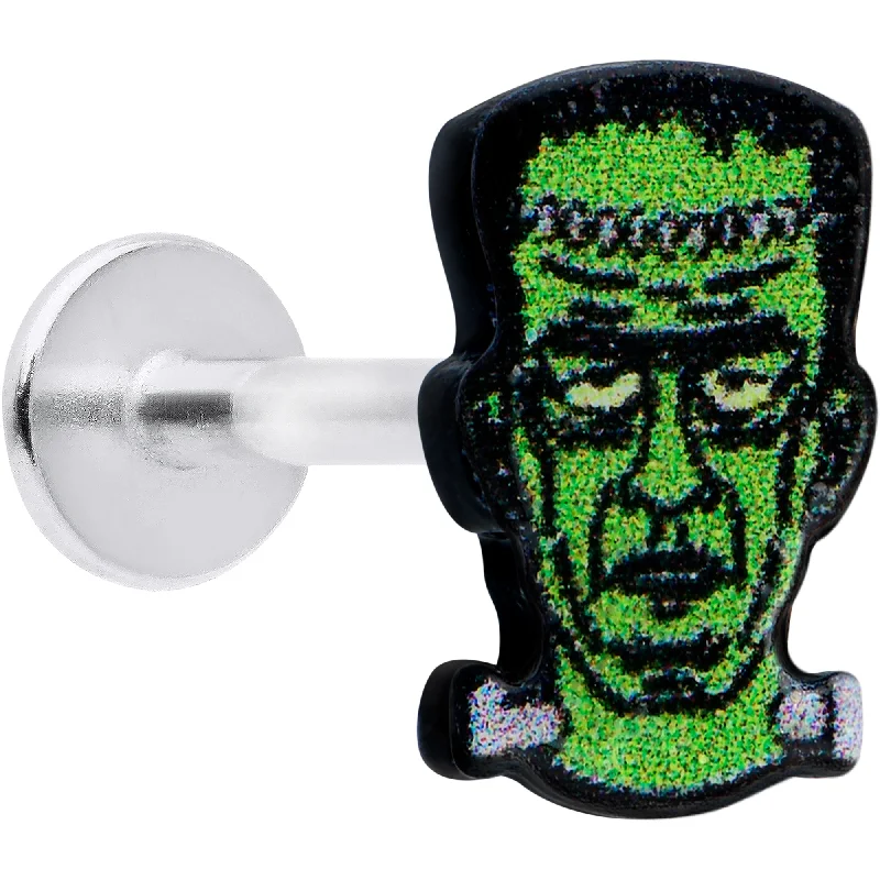 Comfortable Lip Rings for Bold Fashion16 Gauge 5/16 Frankenstein Head Green Glow in the Dark Labret Tragus