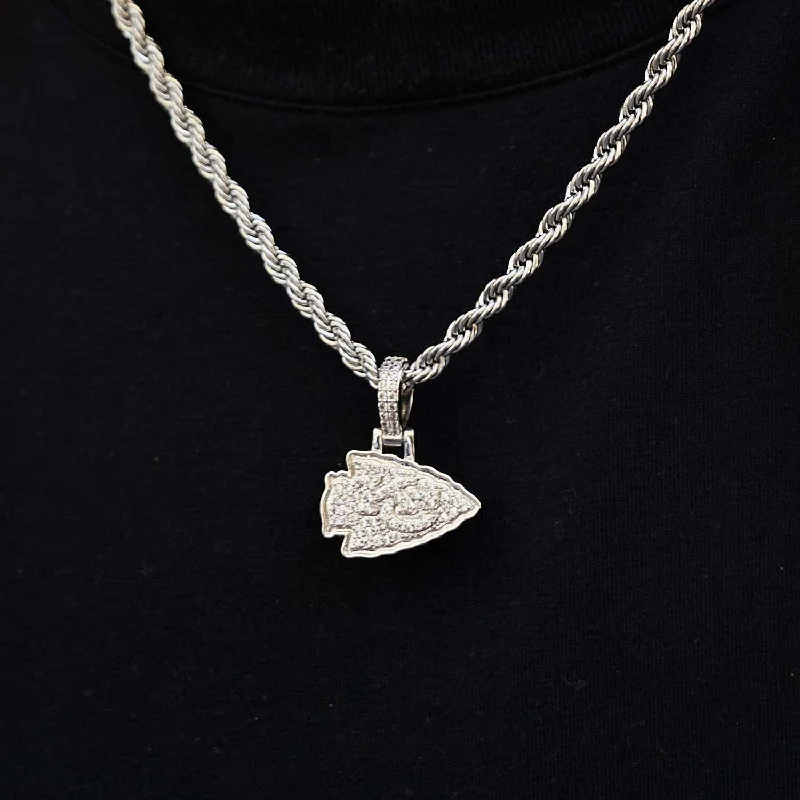 Exclusive Men's Necklaces & Pendants for the Modern Gentleman-Kansas City Chiefs Official NFL Micro Logo Pendant - White Gold Exclusive Men's Necklaces & Pendants for the Modern Gentleman-Kansas City Chiefs Official NFL Micro Logo Pendant - White Gold
