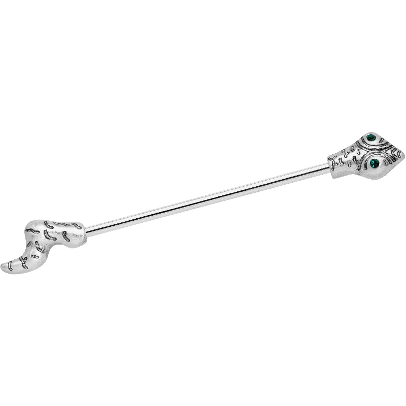Women's Earrings – Elegant Designs for Every Personality--14 Gauge Green Gem Tribal Snake Industrial Barbell 38mm Women's Earrings – Elegant Designs for Every Personality--14 Gauge Green Gem Tribal Snake Industrial Barbell 38mm