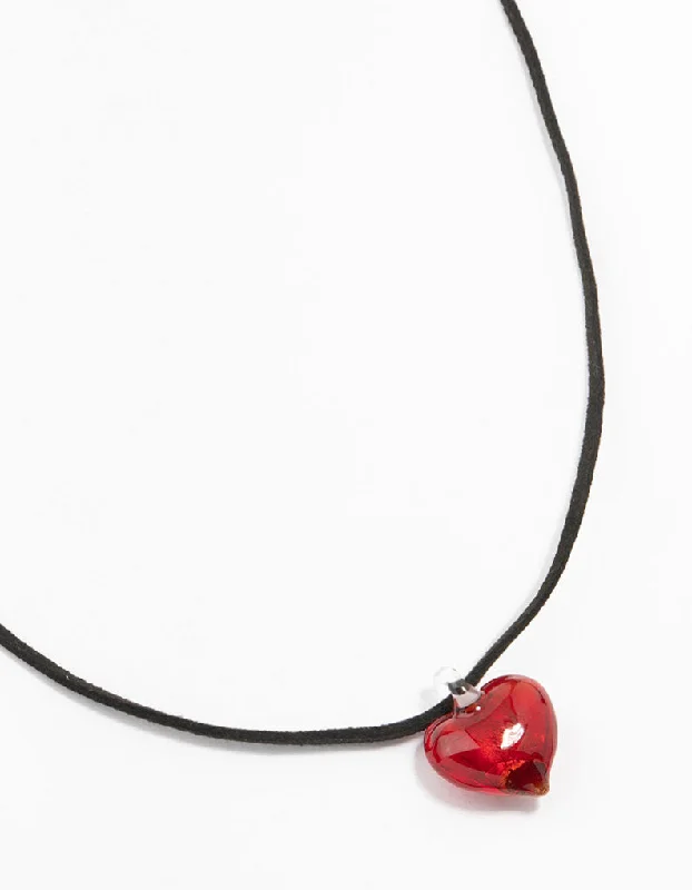 Shop Classic Women's Necklaces & Pendants with a Modern Twist-Mini Red Beaded Glass Heart Necklace Shop Classic Women's Necklaces & Pendants with a Modern Twist-Mini Red Beaded Glass Heart Necklace