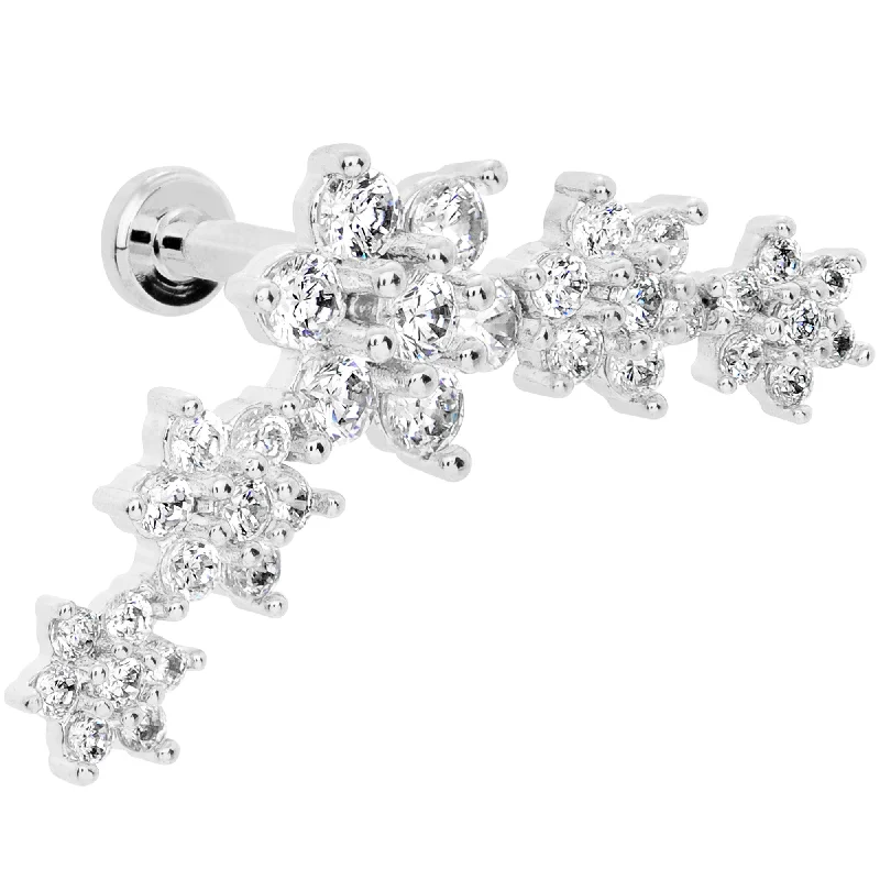 Comfortable Lip Rings for Unique Fashion16 Gauge 1/4 Clear CZ Gem Floral Internally Threaded Labret Comfortable Lip Rings for Unique Fashion16 Gauge 1/4 Clear CZ Gem Floral Internally Threaded Labret