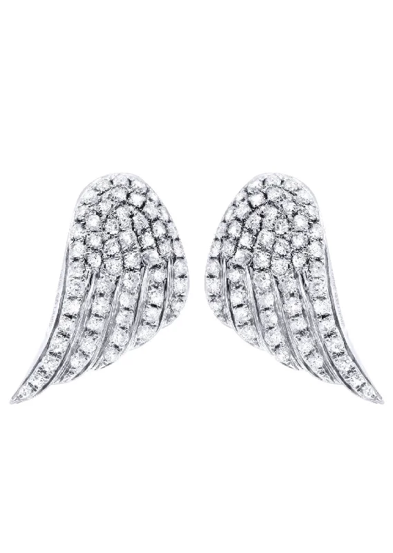 Shop Durable Men's Earrings for Everyday Wear-Angel Diamond Earrings For Men | 14K White Gold | 0.89 Carats Shop Durable Men's Earrings for Everyday Wear-Angel Diamond Earrings For Men | 14K White Gold | 0.89 Carats