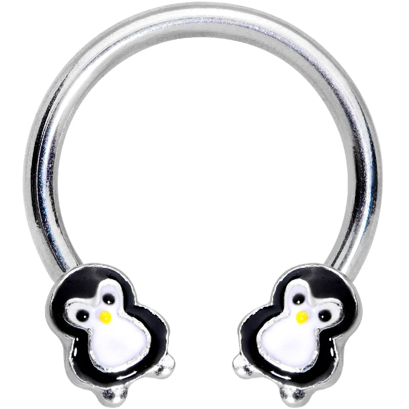 Lip Rings for Unique Fashion Statement16 Gauge 3/8 Pudgy Penguin Horseshoe Curved Barbell