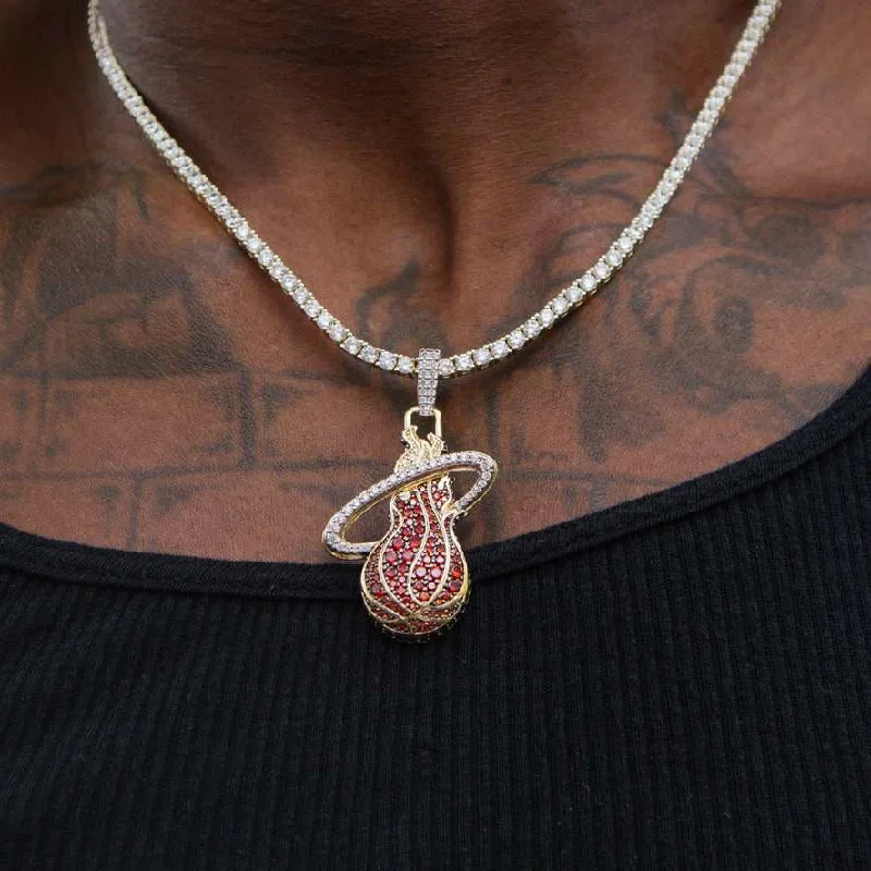 Exclusive Men's Necklaces & Pendants for the Modern Gentleman-Miami Heat Official NBA Logo Pendant Exclusive Men's Necklaces & Pendants for the Modern Gentleman-Miami Heat Official NBA Logo Pendant
