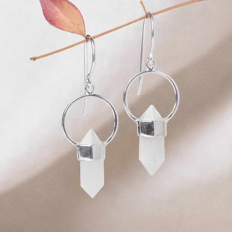 Women's Earrings – Elegant Designs for Every Personality--Rainbow Moonstone Crystal Point Earrings