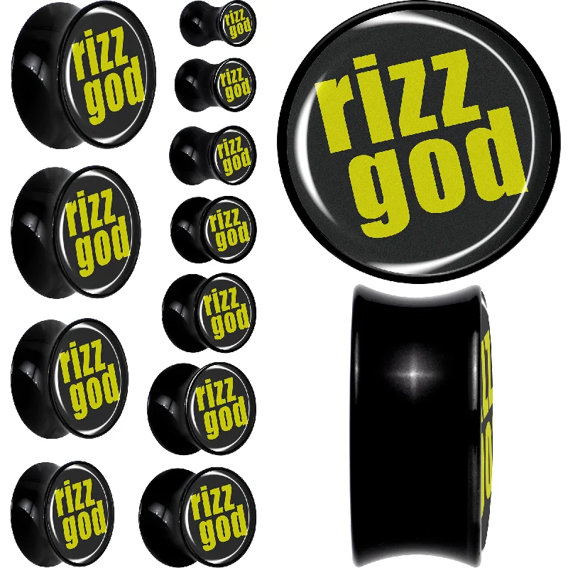 Women's Earrings – Elegant Designs for Every Personality--RIZZ GOD Black Acrylic Saddle Plug Set